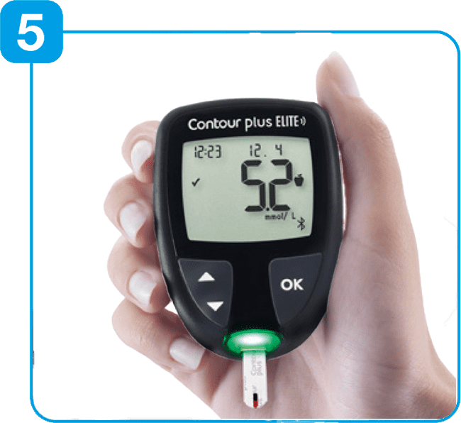 Nakon odbrojavanja od 5 sekundi aparat će prikazati rezultate glukoze u krvi